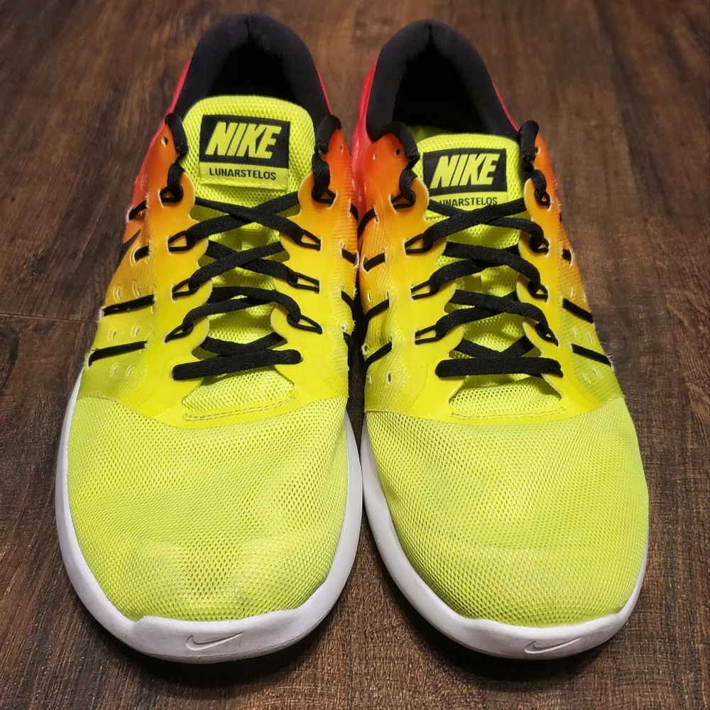Nike 12 Mens Zoom Lunar Stelos OC Shoes Neon Yellow Pink Volt Athletic Sneakers